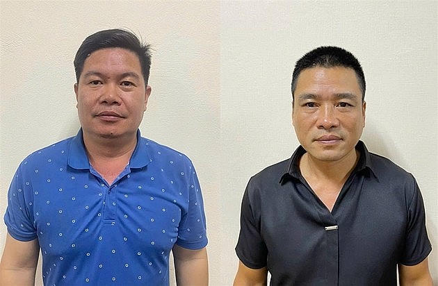 Bị can Phạm Viết Hưng và bị can Phạm Văn Bách. Ảnh: Công an Lào Cai