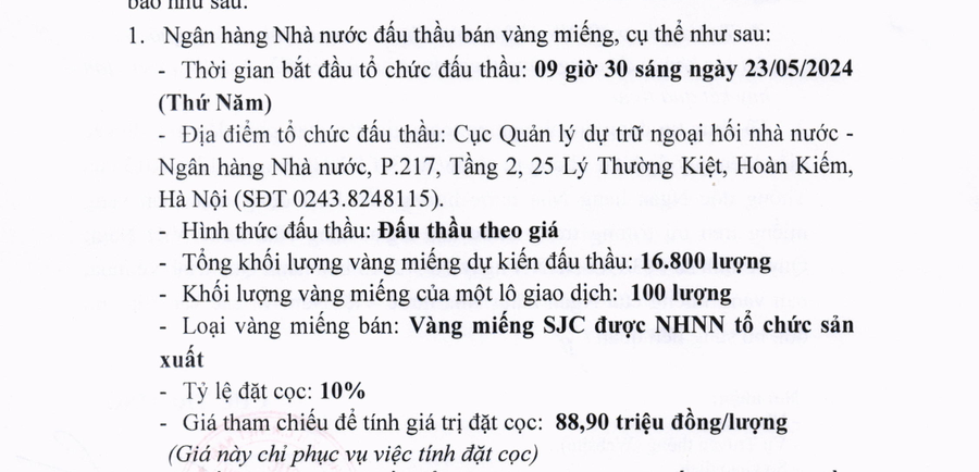 Thông báo của Ngân hàng Nhà nước.