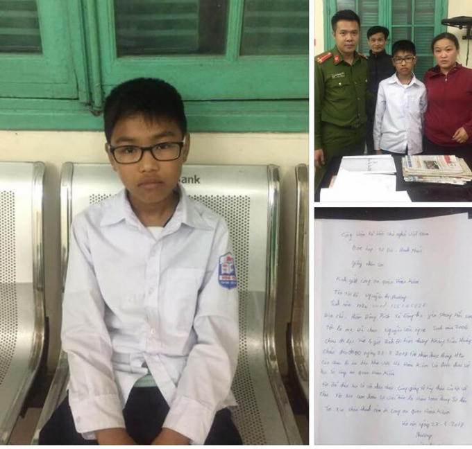 Cháu Ngọc đi lạc được CSGT giúp đỡ.