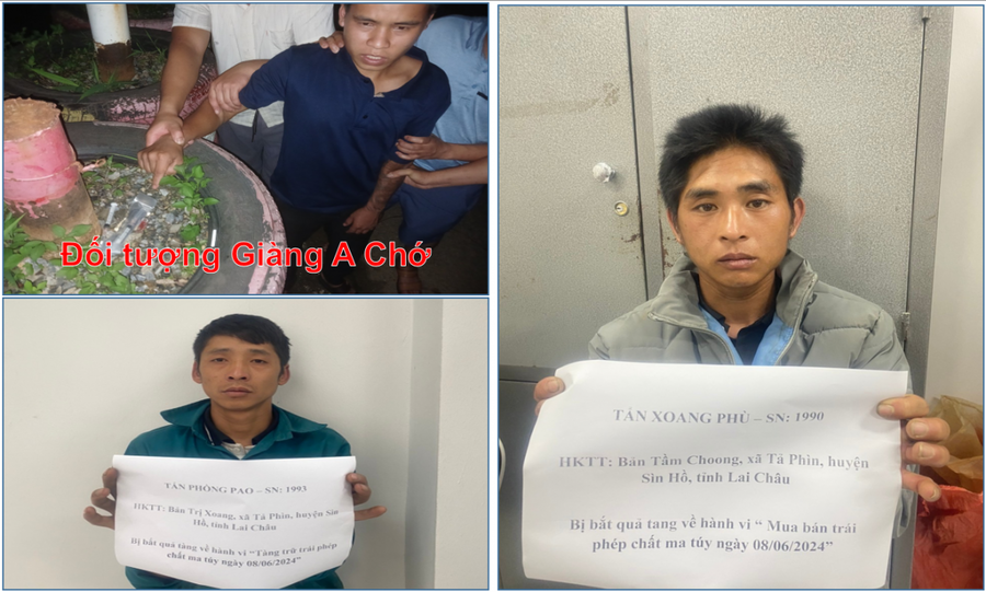 Chân dung các đối tượng bị bắt giữ. Ảnh: Công an Lai Châu.