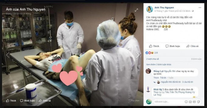 Tài khoản Anh Thu Nguyen quảng cáo cảnh được cho là phẫu thuật vùng kín cho khách.