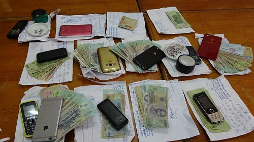 Tang vật đánh bạc bị thu giữ