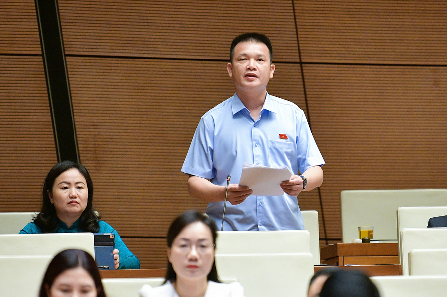 Đại biểu Hoàng Ngọc Định - Đoàn ĐBQH tỉnh Hà Giang nêu quan điểm tại kỳ họp. Ảnh: quochoi.vn