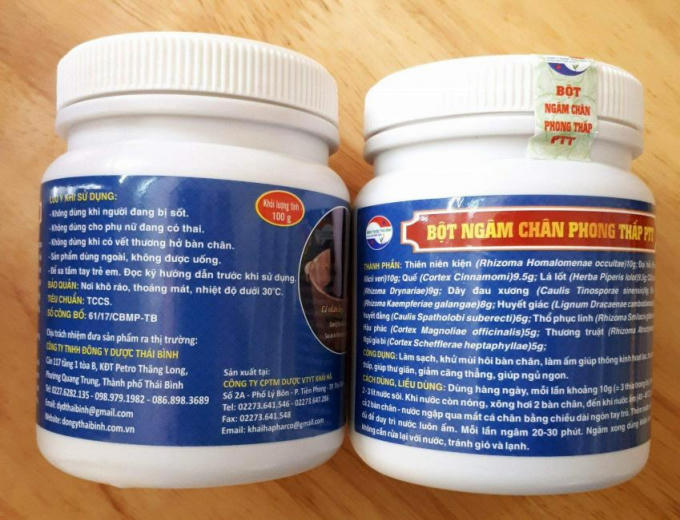 Sản phẩm bột ngâm chân phong thấp, một trong số các sản phẩm bị thu hồi