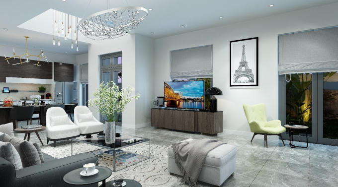 Tầng 1 nhìn từ cửa chính vào. Nguồn: Facebook nhân vật