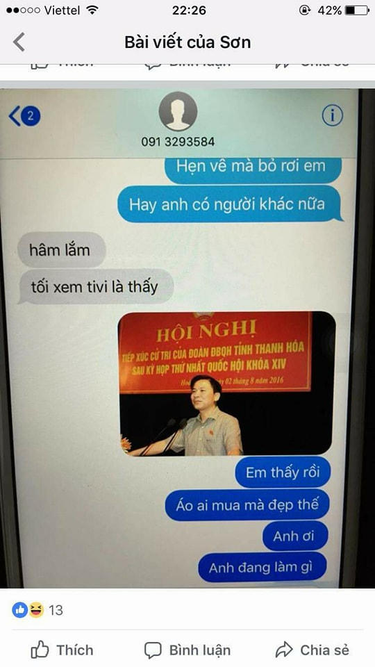 Công an Thanh Hóa đang vào cuộc điều tra kẻ đã tung ra những tin nhắn vu khống, bôi nhọ trên mạng facebook