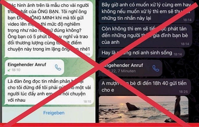 Tin nhắn các đối tượng đe dọa nạn nhân.