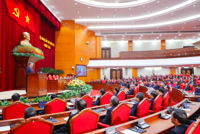 Toàn cảnh Hội nghị Trung ương 11 khóa XIII, chiều 12/4 (Ảnh: Đoàn Bắc).
