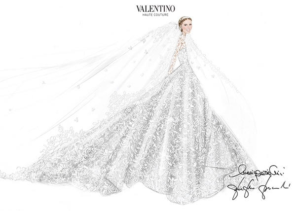 Bản phác thảo đẹp ấn tượng của nhà mốt Valentino. Ảnh: Internet