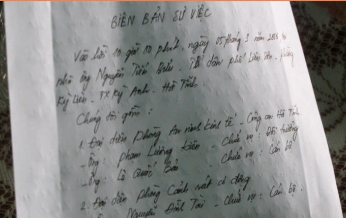 Biên bản làm việc.