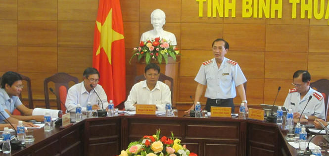 Thanh tra Chính phủ công bố kết luận thanh tra liên quan đến trách nhiệm của Chủ tịch UBND tỉnh Bình Thuận. ẢNH: QUẾ HÀ.