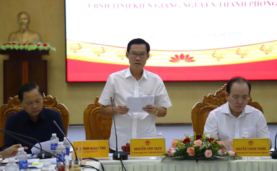Ông Nguyễn Văn Sạch – Ủy viên Ban Thường vụ Tỉnh ủy, Trưởng Ban Nội chính Tỉnh ủy Kiên Giang phát biểu tại buổi làm việc