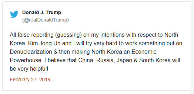 Bữa tối kết th&uacute;c, Tổng thống Mỹ Donald Trump v&agrave; Chủ tịch Triều Ti&ecirc;n Kim Jong-un trở về kh&aacute;ch sạn