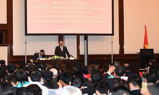 Thủ tướng tại buổi nói chuyện. (Ảnh: VGP)