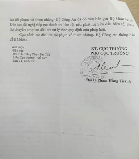 Kết luận của Cục CSĐTTP về TN đề nghị Bộ GD&amp;ĐT đề nghị làm rõ
