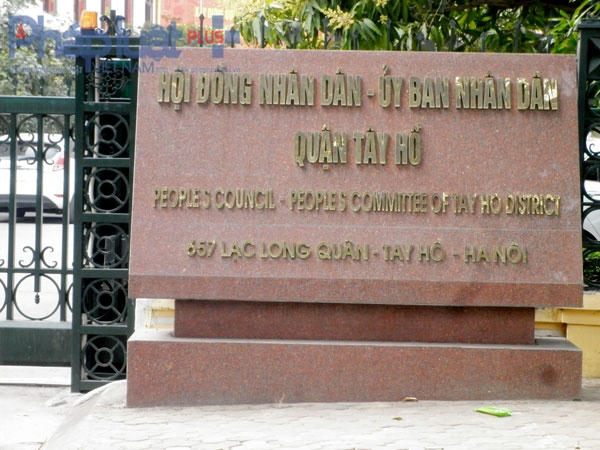 Uỷ ban nhân dân quận Tây Hồ.