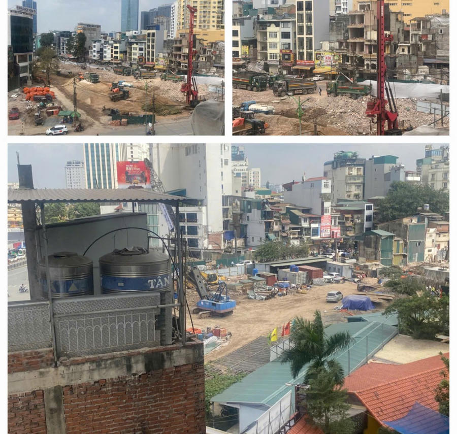 Hai đầu ngã tư Láng Hạ - La Thành nhìn từ trên cao.