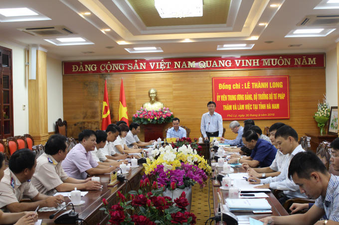 Bộ trưởng Lê Thành Long thăm và làm việc tại tỉnh Hà Nam.