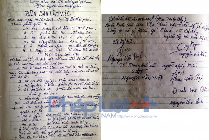 Biên bản vụ việc ngày 24/6 vừa qua.