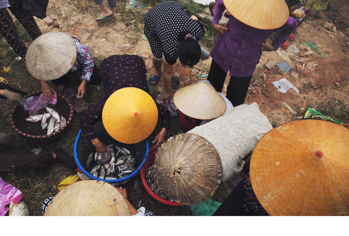 Đầu giờ sáng, ở hàng tôm hàng cá là nơi náo nhiệt hơn cả, vì ai cũng muốn mua được con cá, mớ tôm tươi