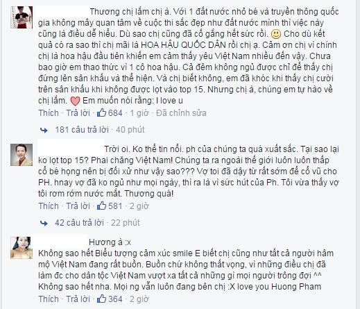 Những lời an ủi động viên từ fan hâm mộ