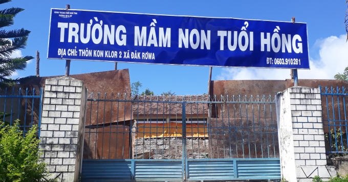 Trường mầm non Tuổi Hồng, TP Kon Tum nơi bị tố có nhiều sai phạm.