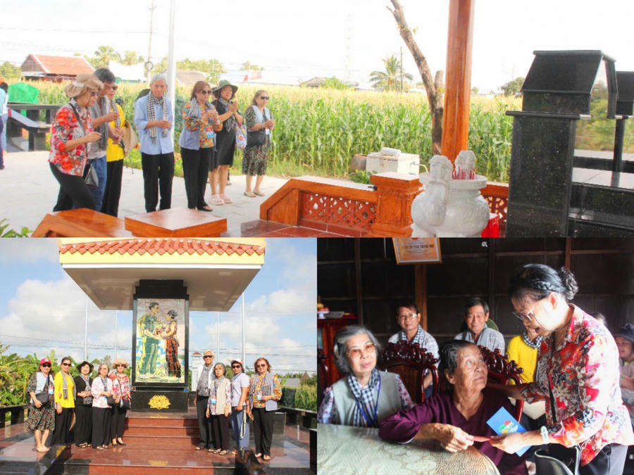 Nhóm cô, chú học sinh miền Nam tại TP. Hồ Chí Minh viếng mộ, thăm gia đình má Lê Thị Sảnh và trao quà cho cô Bảy Cư (con má Sảnh) cùng gia đình.
