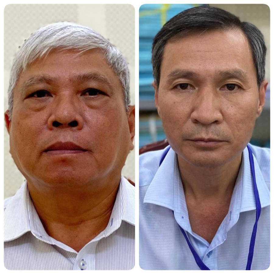 Các bị can Đặng Quang Việt và Nguyễn Thành Nhân (từ trái qua phải). Ảnh: BCA