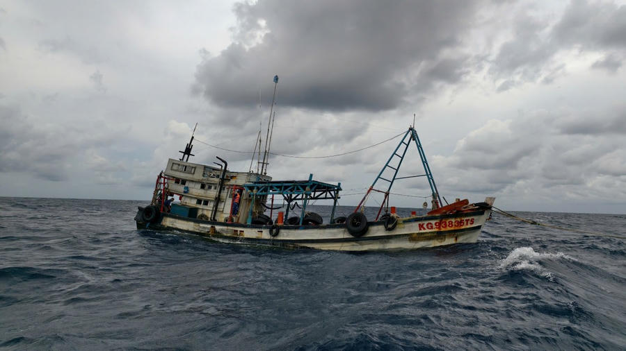 Tàu KG 93835 TS tại thời điểm phát hiện