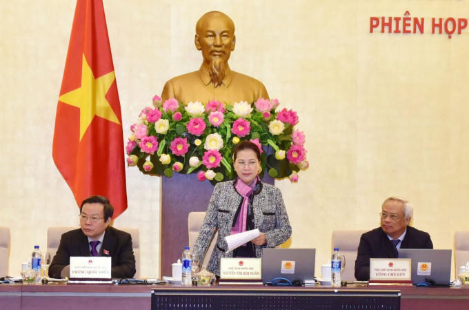 Chủ tịch Quốc hội Nguyễn Thị Kim Ngân phát biểu khai mạc Phiên họp thứ 30 của Ủy ban Thường vụ Quốc hội. Ảnh: Trọng Đức - TTXVN