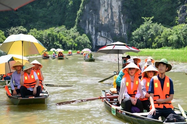 Đoàn công tác thăm cánh đồng lúa Tam Cốc - mô hình nông nghiệp kết hợp du lịch bền vững.