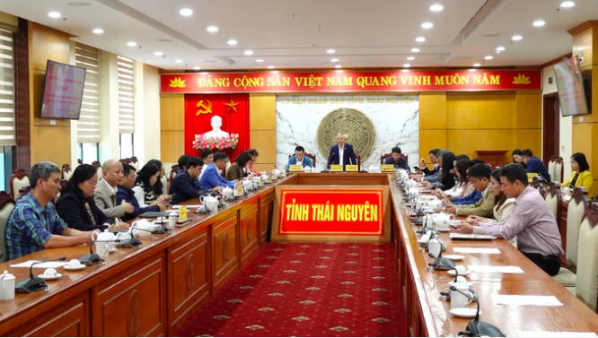 Họp báo Giải báo chí Huỳnh Thúc Kháng tỉnh Thái Nguyên lần thứ I - năm 2024. Ảnh: Quang Linh.