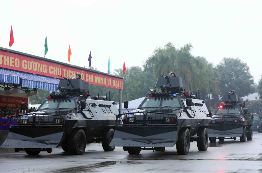 Lực lượng cảnh sát gìn giữ hòa bình của Bộ Công an đã diễn tập các tình huống có thể xảy ra trong thực chiến