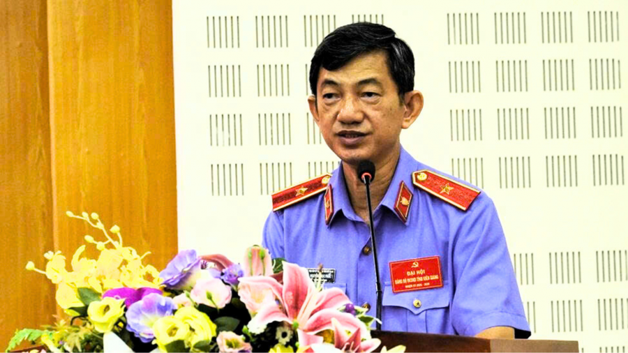 Ông Nguyễn Ngọc Phúc - Tỉnh ủy viên, Bí thư Đảng ủy, Viện trưởng VKSND tỉnh Kiên Giang phát biểu khai mạc Đại hội