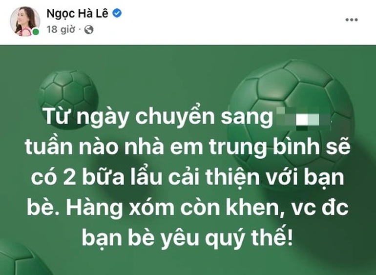 Ngọc Hà tiết lộ, bạn bè thường xuyên đến chơi, ăn cơm với hai vợ chồng (Ảnh: FBNV).