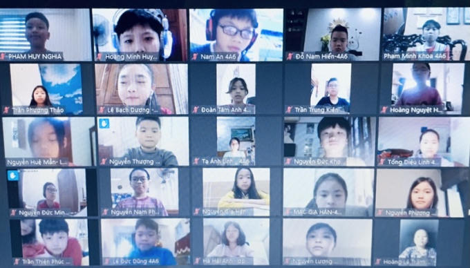 Một lớp học trực tuyến của Trường Tiểu học Phan Đình Giót (quận Thanh Xuân)