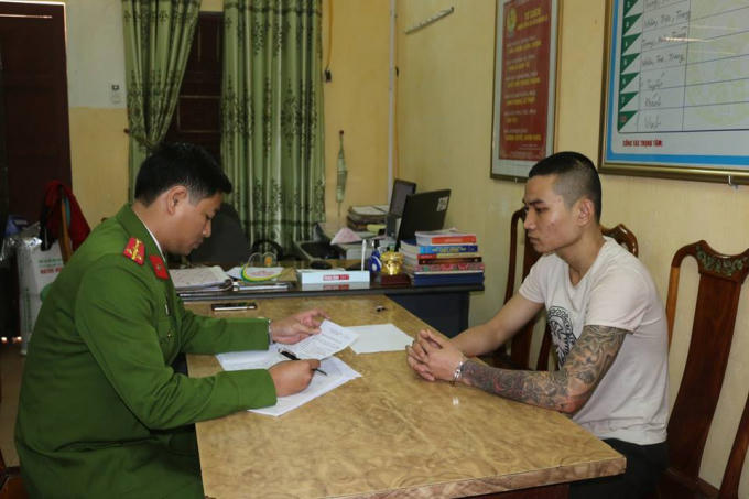 Đối tượng Nguyễn Trung Thông tại cơ quan điều tra.