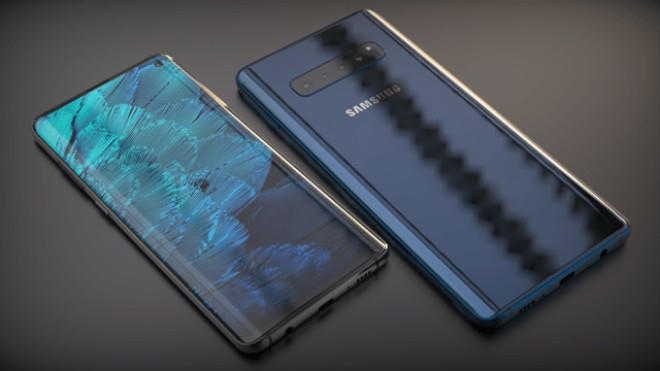 Galaxy S10 chứa camera đục lỗ phía trước và cảm biến vân tay dưới màn hình.