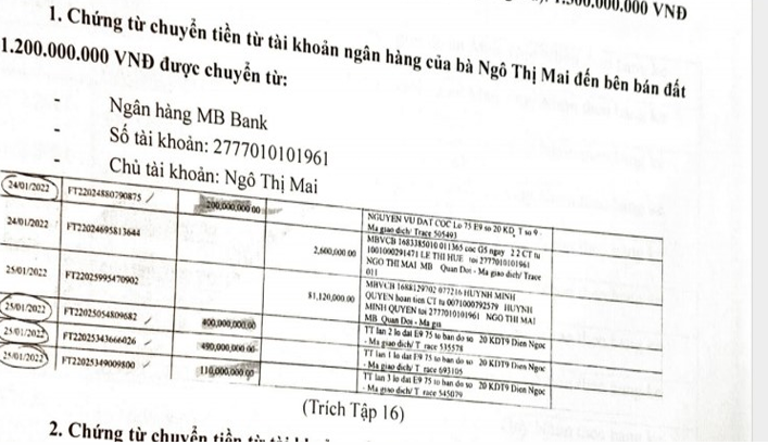 Một trong những tài liệu chứng mình về việc hình thành tài sản chung được phía nguyên đơn gửi tới TAND thành phố Đà Nẵng