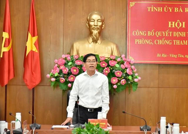 Trưởng Ban Chỉ đạo chống tham nhũng tỉnh Bà Rịa-Vũng Tàu Phạm Viết Thanh phát biểu chỉ đạo tại hội nghị.