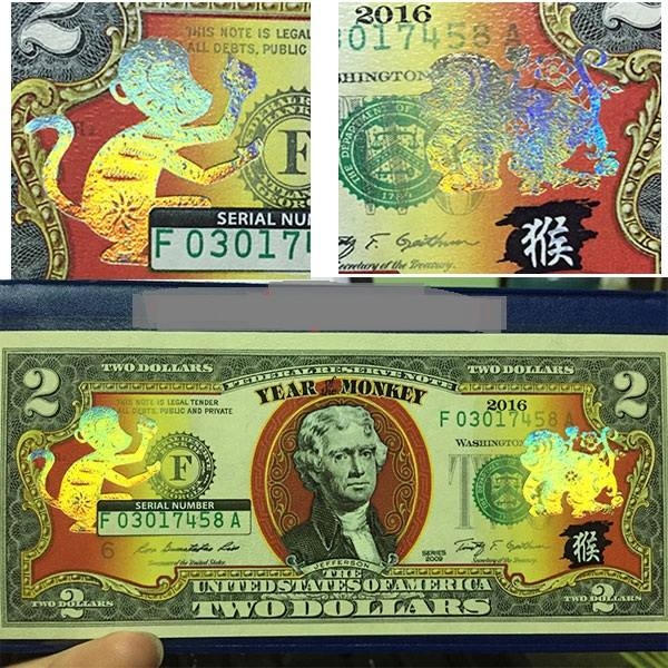 Tờ tiền 2 đô in hình chú khỉ được bán với giá 500.000 đồng.