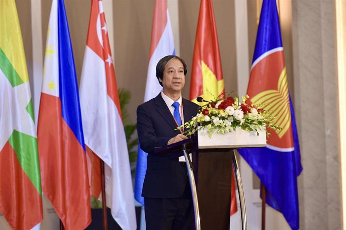 Bộ trưởng Bộ GDĐT Việt Nam Nguyễn Kim Sơn phát biểu khai mạc hội nghị Bộ trưởng Giáo dục ASEAN lần thứ 12.