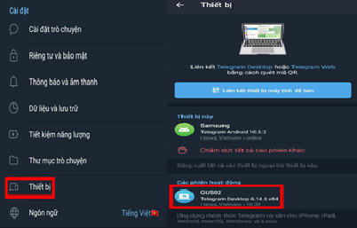 Kết quả kiểm tra thiết bị đang sử dụng tài khoản