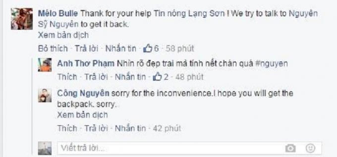 Du khách Pháp bình luận trong page Tin nóng Lạng Sơn.(Ảnh:Tin nóng Lạng Sơn).