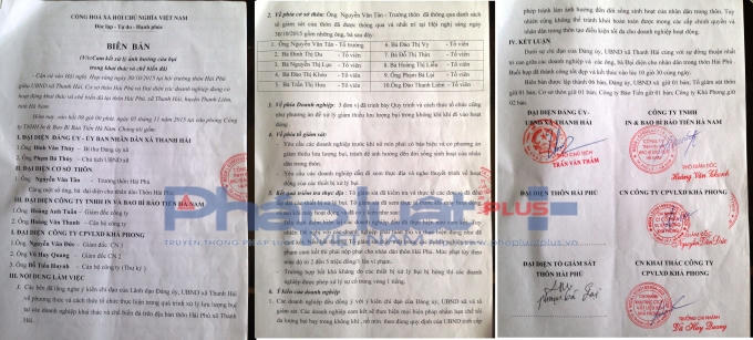 Cam kết xử lý ảnh hưởng của bụi trong khai thác và chế biến đá với nhân dân thôn Hải Phú vào tháng 11/2015.