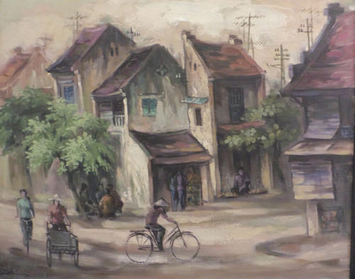 Một tác phẩm của họa sĩ Nguyễn Văn Trực tại triển lãm giao lưu mỹ thuật Việt Nam - Hàn Quốc năm 2014. Ảnh: Vov.vn.