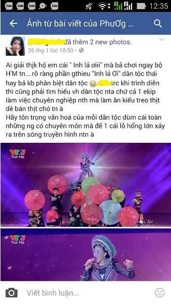 Một khán giả đăng status bức xúc. Ảnh: Bảo Yến.