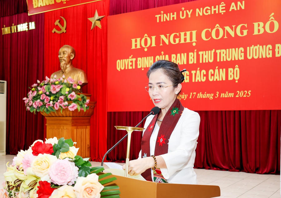 Tân Phó Bí thư Tỉnh uỷ Nghệ An Võ Thị Minh Sinh.