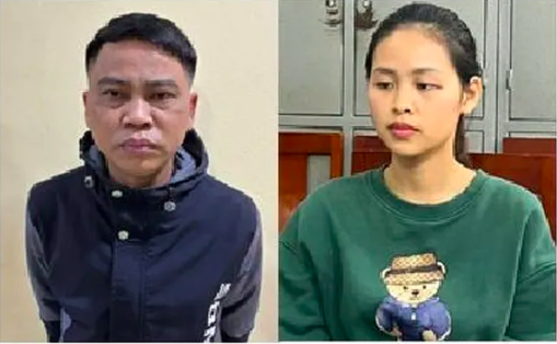 Đỗ Văn Tân và Đỗ Thị Kim Phượng tại cơ quan điều tra. Ảnh: CAHN