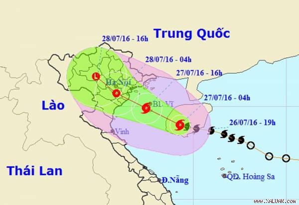 Vị trí và hướng di chuyển của cơn bão số 1. (Ảnh: TTDBKTTVTƯ).